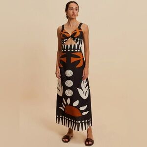 Commense Black and Orange Maxi Dress